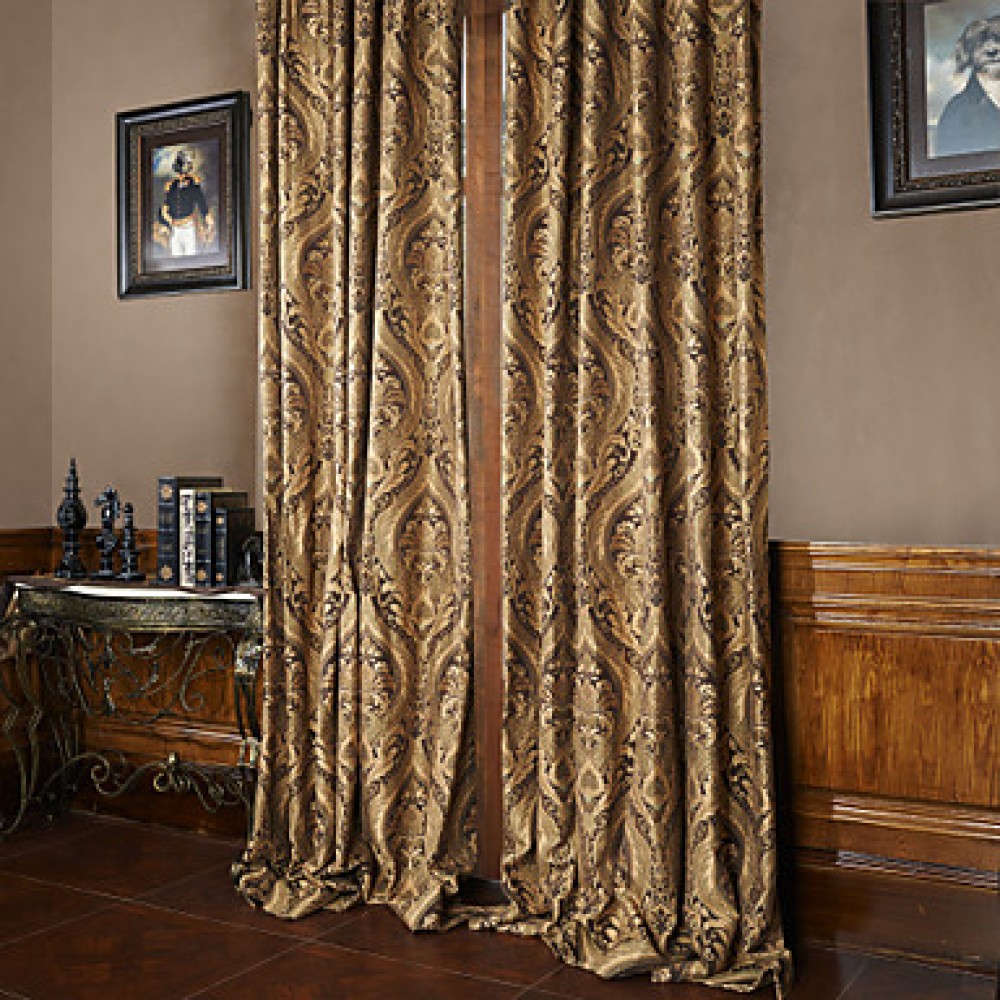 Two Panels Rococo Vitage Flower Jacquard Energy Saving Curtain Drape  