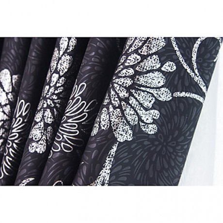 Two Panels European Fashion Silver Pressed Jacquard Window Large Flowers Curtains Drapes  