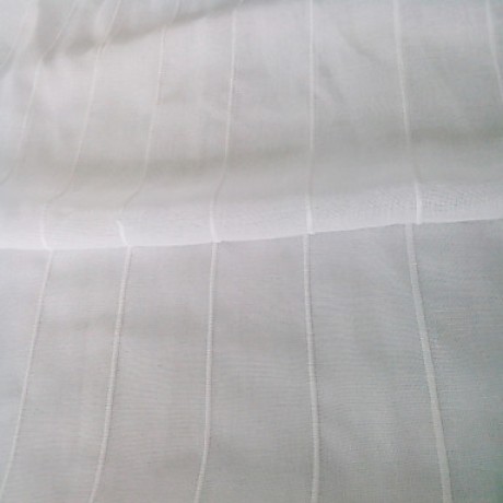 Two Panels White Stripe Polyester Sheer  