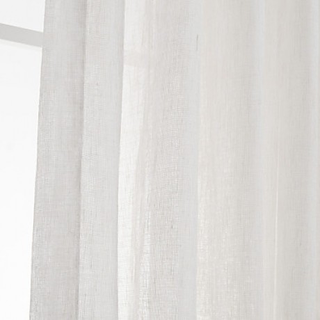 Country Two Panels Solid White Bedroom Linen Polyester Blend Sheer Curtains Shades  