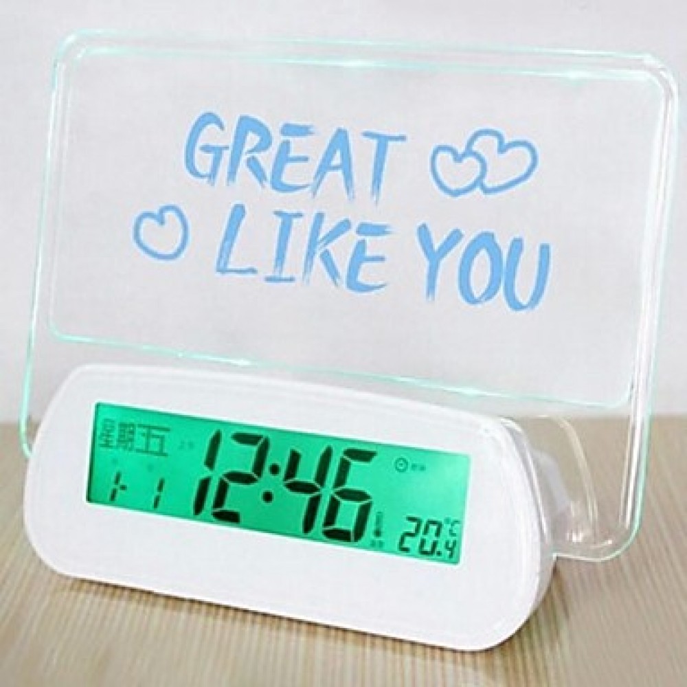 Creative Message Board Fluorescent Acoustic Speaking Alarm Clock  